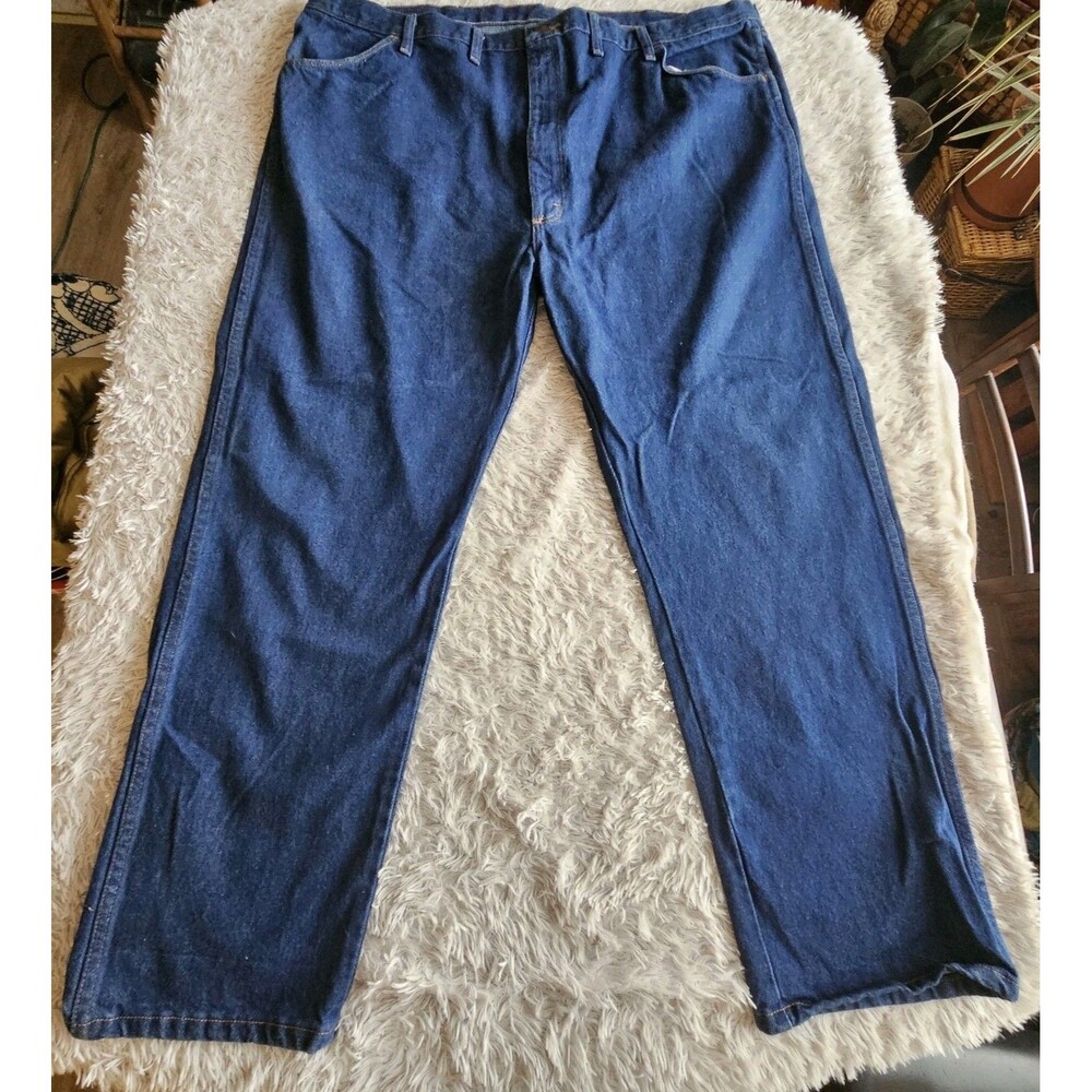 Rustler Blue Jeans Mens Size 48x30 Straight Leg Medium Wash Blue Collar Work - Picture 4 of 12